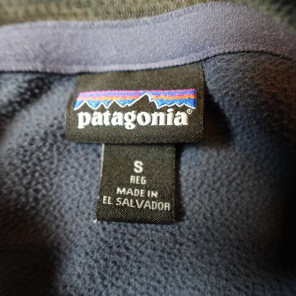 Patagonia Hoodie Mens Small Shop Sticker Polycycle Pullover Sweatshirt Blue - Picture 2 of 10